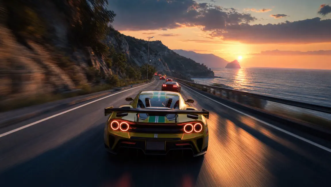 Racing game, night circuit